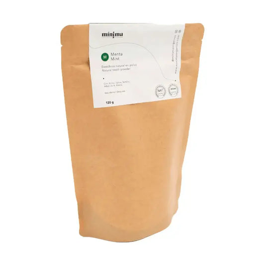 Minima Organics Polvere di dentifricio vegano senza fluoro in busta compostabile - 120 G