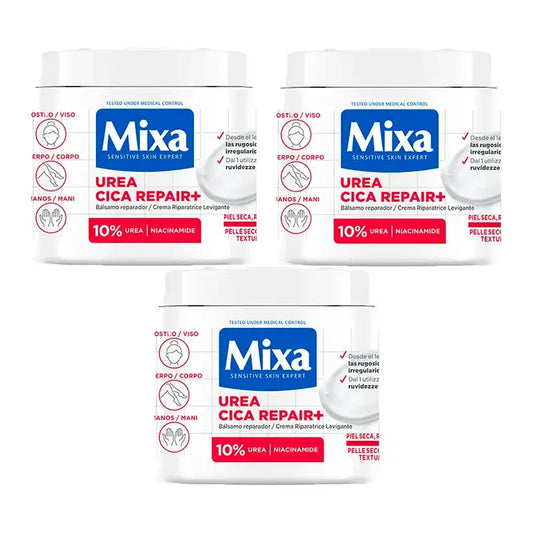 Mixa Tripla Urea Cica Repair+ Balsamo riparatore per pelle secca, ruvida e irregolare 3 x 400Ml