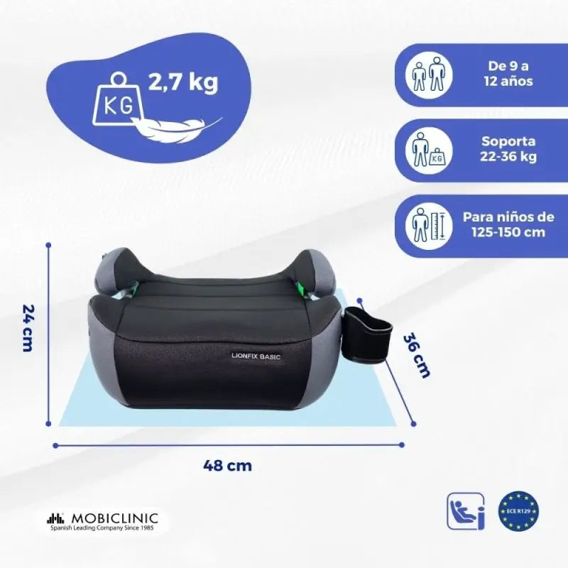 Mobiclinic Sollevatore per bambini Lionfix Basic 125-150 cm nero