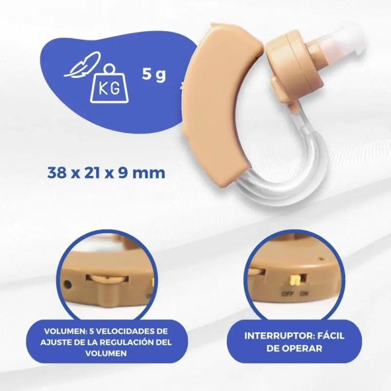 Amplificatore acustico Mobiclinic - 5 livelli di volume - adattabile - rotazione di 360º - Beige - Earplus 2