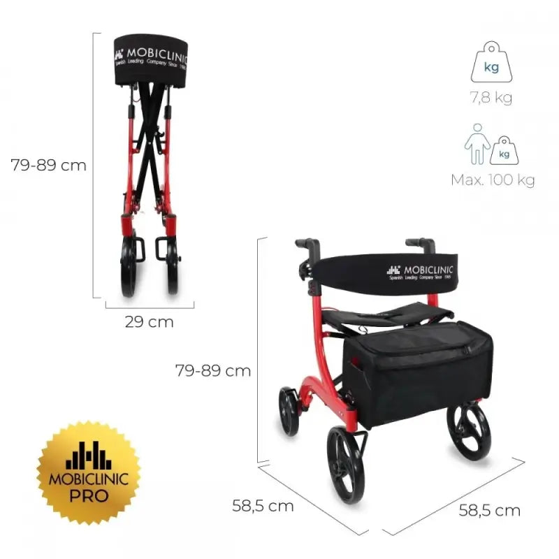 Mobiclinic Telaio da passeggio grande a quattro ruote - pieghevole - sedile e schienale - cestino anteriore - moderno - imbattuto X1
