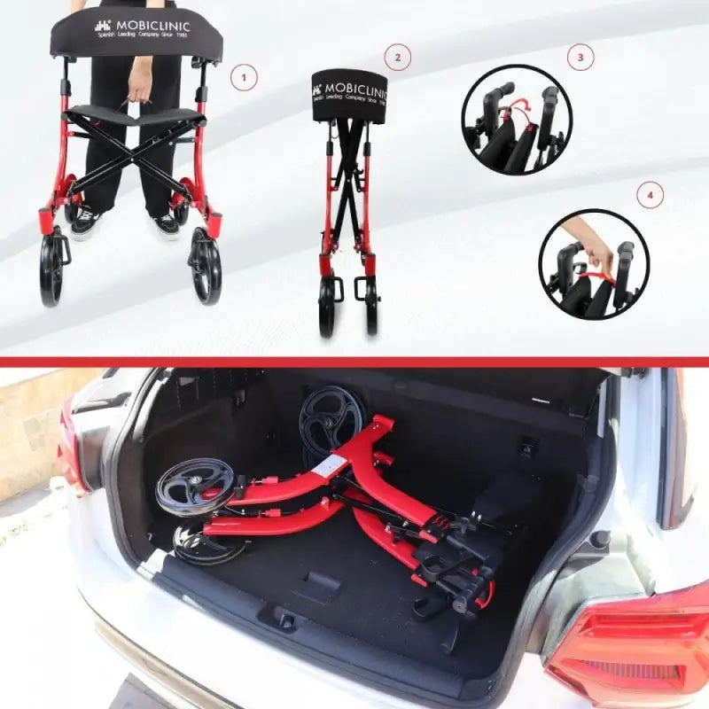 Mobiclinic Telaio da passeggio grande a quattro ruote - pieghevole - sedile e schienale - cestino anteriore - moderno - imbattuto X1