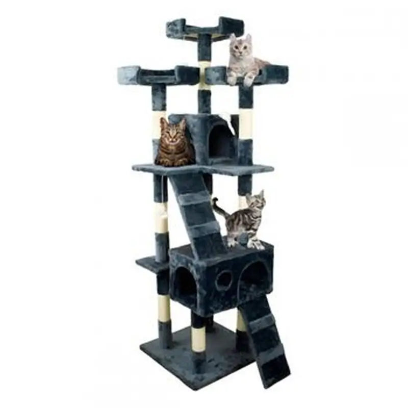 Mobiclinic Albero tiragraffi per gatti grande 4 altezze 50X50X170Cm Grigio Tom