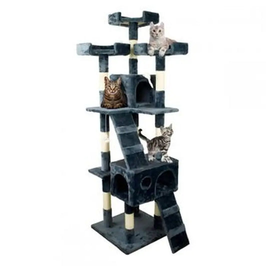Mobiclinic Albero tiragraffi per gatti grande 4 altezze 50X50X170Cm Grigio Tom