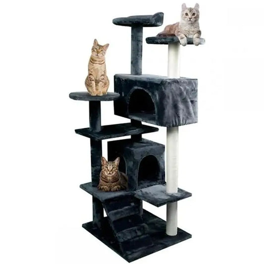 Mobiclinic Albero tiragraffi per gatti grande 5 altezze 50X50X132 Cm Grigio Tico