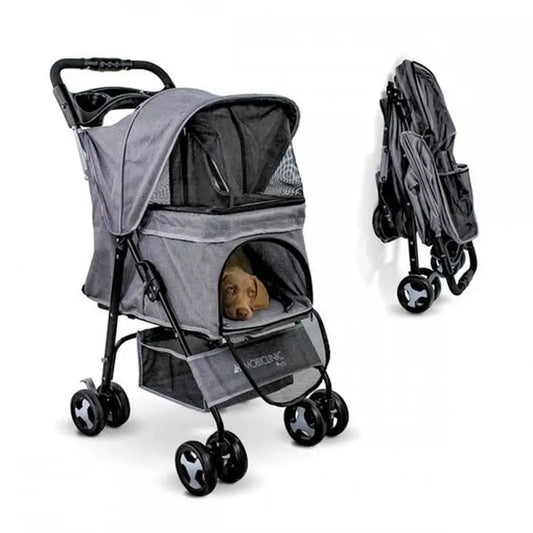 Mobiclinic Carrello pieghevole per cani con ruote e freno Grigio
