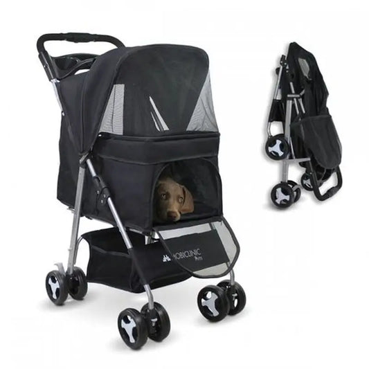 Mobiclinic Carrello pieghevole per cani con ruote e freno nero