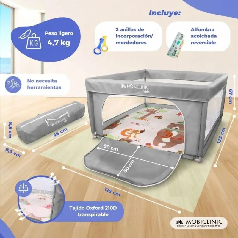 Mobiclinic Happyland Parco Giochi Pieghevole Grigio
