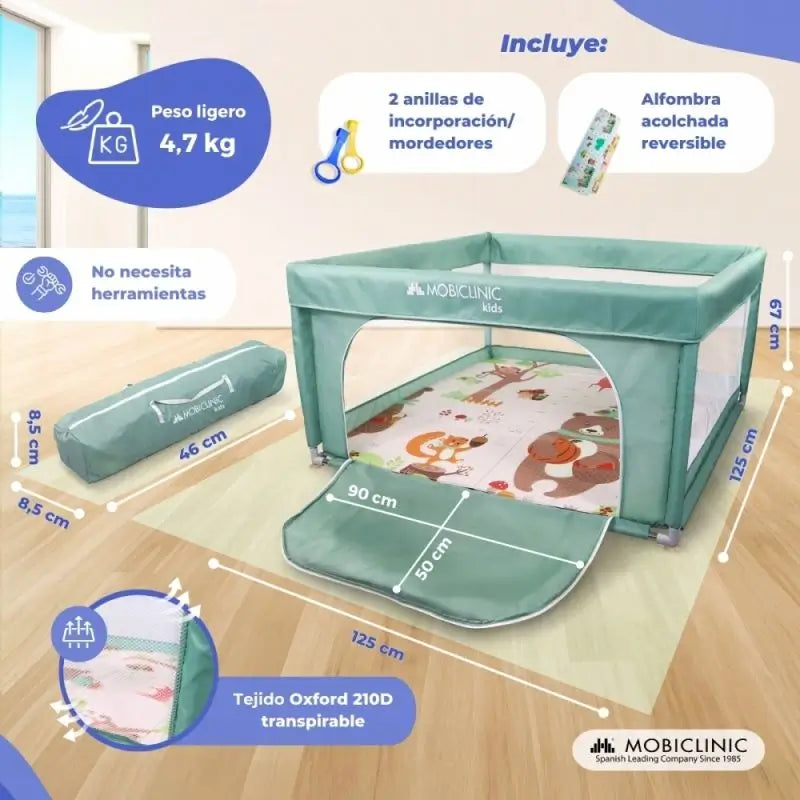 Parco giochi pieghevole Mobiclinic Happyland Verde