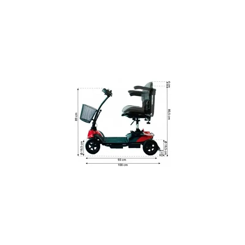Mobiclinic Scooter Mobilità Ridotta - Auton. 10 Km - 4 ruote - compatto e smontabile - 12Ah - 250W - Virgo - Mobiclinic