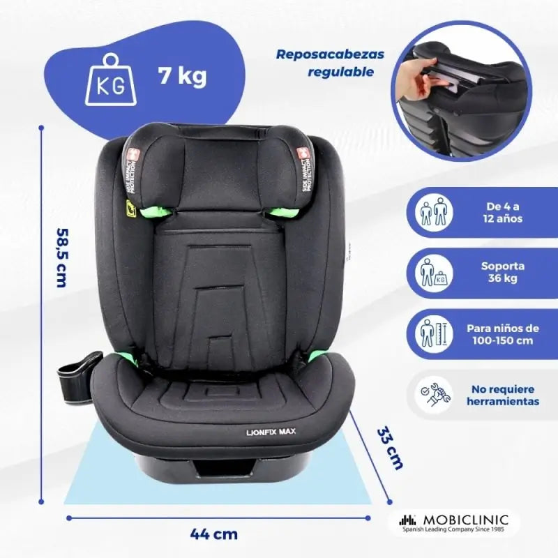 Seggiolino auto per neonati Lionfix Max 100-150 cm Nero