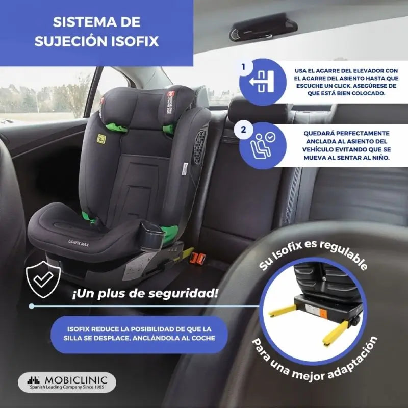 Seggiolino auto per neonati Lionfix Max 100-150 cm Nero