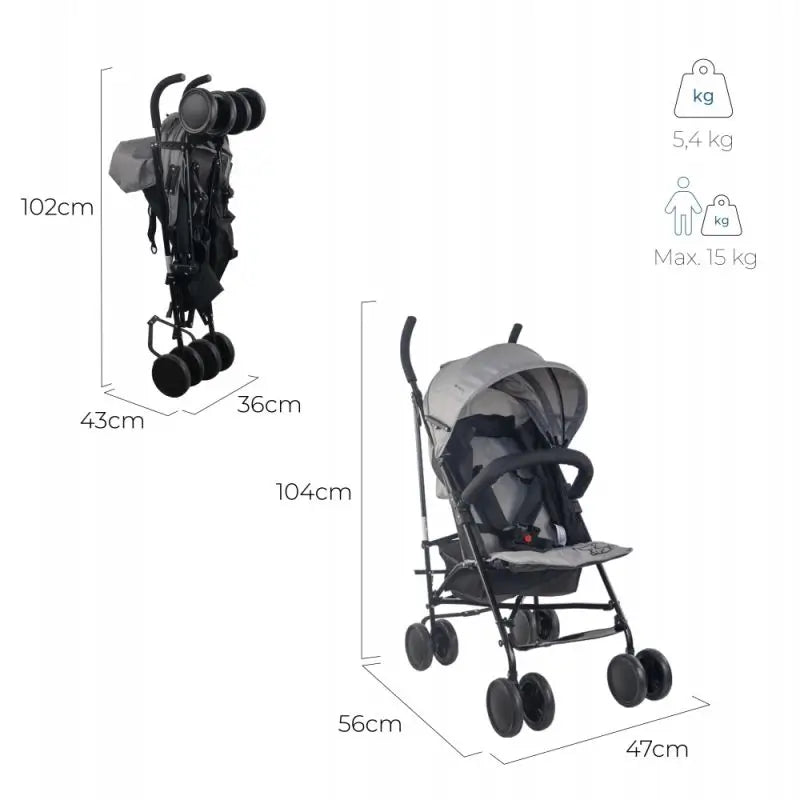 Passeggino pieghevole Mobiclinic Elefant 15 Kg Grigio
