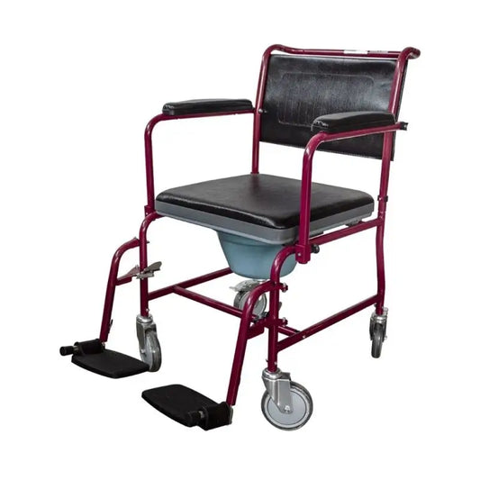 Sedia da toilette Mobiclinic rossa con coperchio