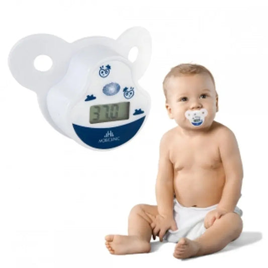 Termometro digitale a forma di ciuccio Mobiclinic - Bambini - Punta rotonda - Ciuccio morbido - Display LCD