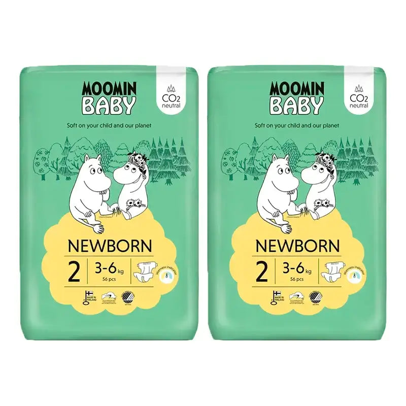 Pannolini Moomin taglia 2, 2 x 56 pezzi.