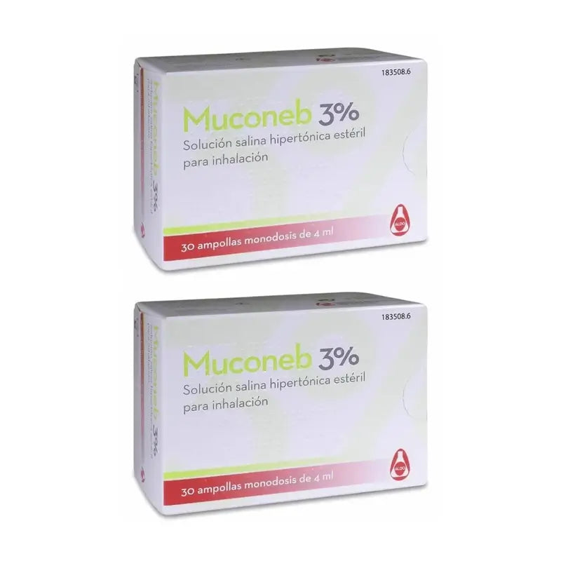 Muconeb 3% Soluzione salina per inalazione 30 fiale X 4 Ml, Confezione da 2