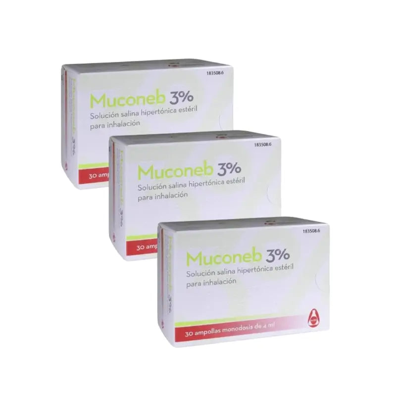 Muconeb 3% Soluzione salina per inalazione 30 fiale X 4 Ml, Confezione da 3