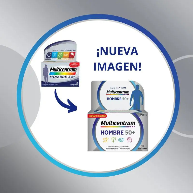 Multicentrum Uomo 50+ Integratore alimentare multivitaminico, 90 compresse