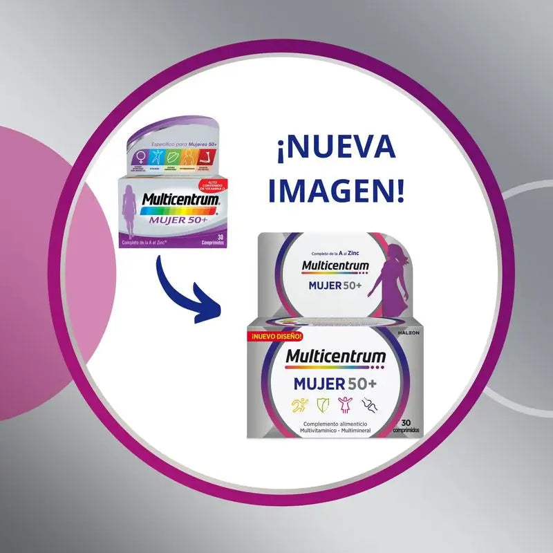 Multicentrum Donna 50+ Integratore alimentare multivitaminico, 30 compresse
