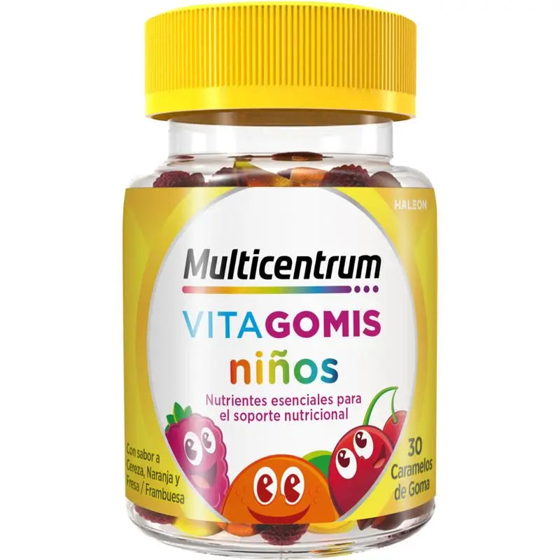 Multicentrum Vitagomis Junior Multivitaminico per bambini al gusto di ciliegia, arancia e fragola, 30 gummies