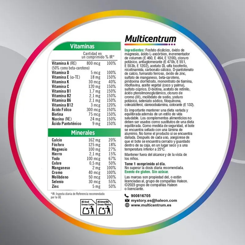 Multicentrum Adulti 50+ Integratore alimentare multivitaminico per adulti 50+, 90 compresse