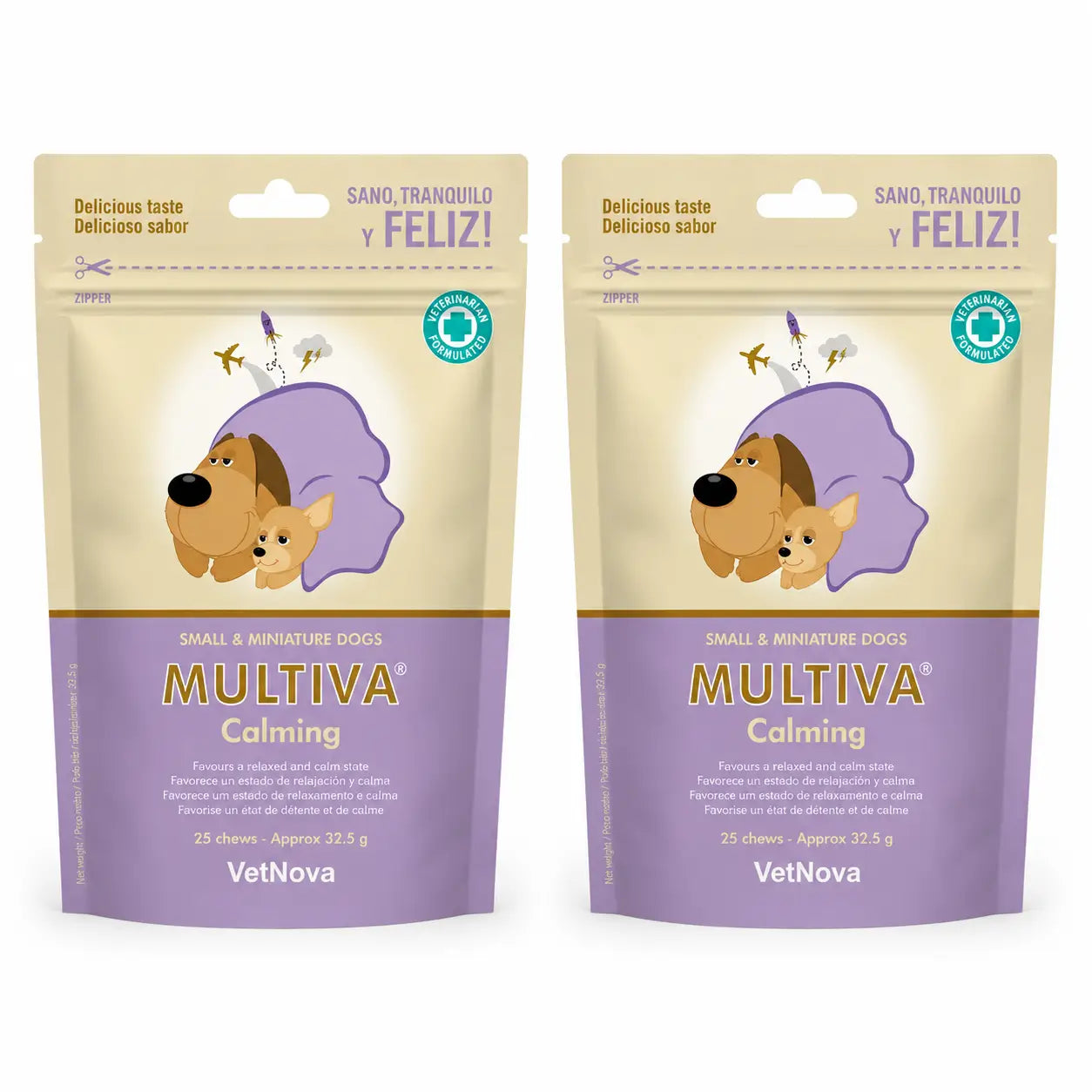 Multiva Vetnova Multiva Calmante Cani Piccoli e Miniaturi, 25 Masticatori , confezione 2