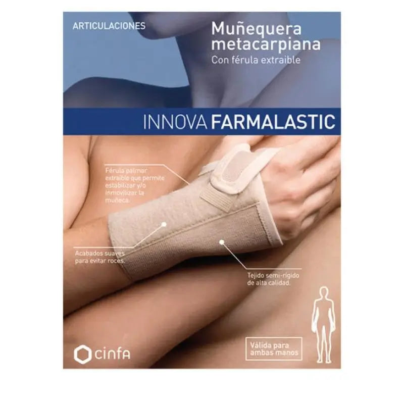 Farmalastic Metacarpal Wrist Orthosis With Removable Splint, Size Small Beige