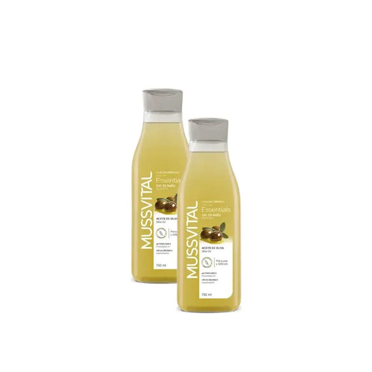 Mussvital Essentials Gel da bagno all'oliva, 750 ml, confezione da 2