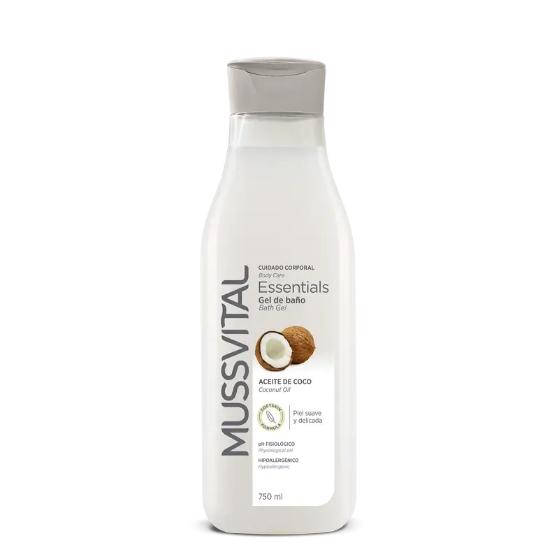 Gel da bagno all'olio di cocco Mussvital Essentials , 750 ml