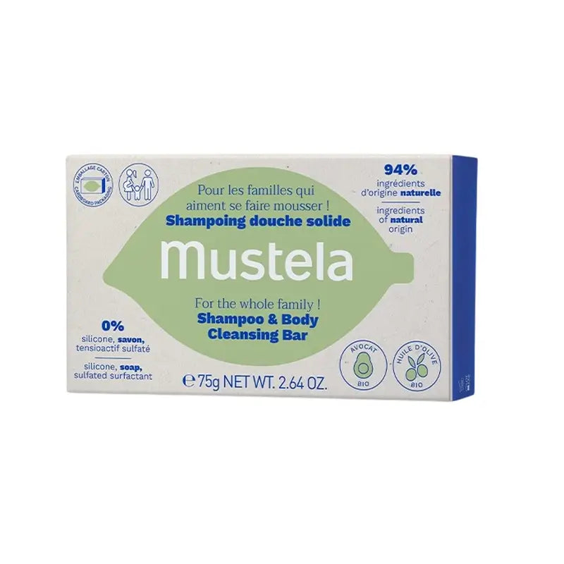 Mustela Shampoo solido capelli e corpo, 75G