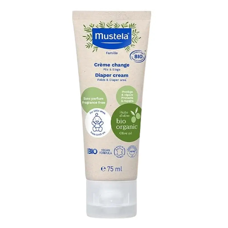 Mustela Crema per pannolini biologica, tubo da 75 ml