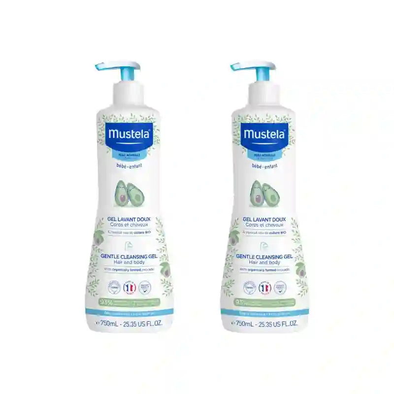 Mustela Gel da bagno delicato con Avocado Bio, 2X750 Ml