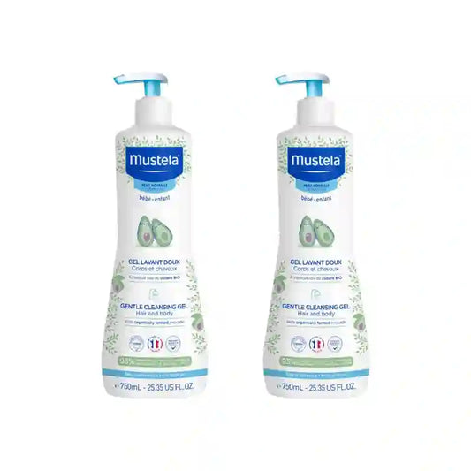 Mustela Gel da bagno delicato con Avocado Bio, 2X750 Ml