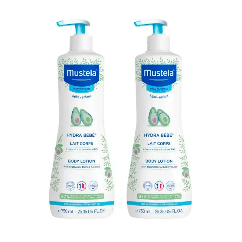 Mustela Hydra Latte per il corpo del bambino con Avocado Bio, confezione da 2 x 750 ml