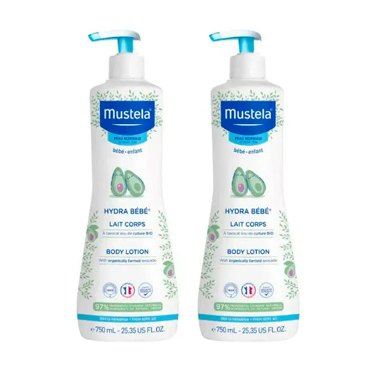 Mustela Hydra Latte per il corpo del bambino con Avocado Bio, confezione da 2 x 750 ml