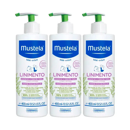 Mustela Linimento per l'igiene dei bambini, confezione da 3 x 400 ml
