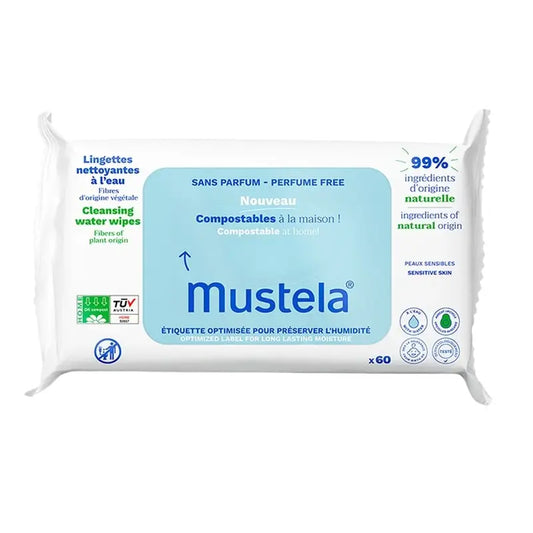Mustela Salviettine idratanti in cotone biologico, 60 unità