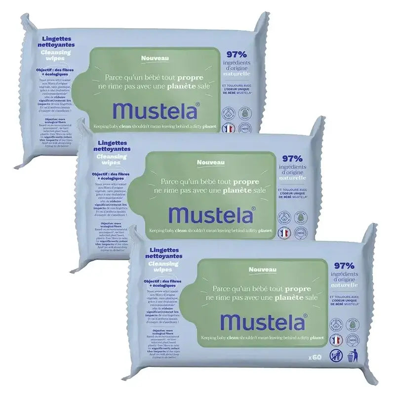 Mustela Salviette detergenti con Avocado Bio , 3 x 60 unità