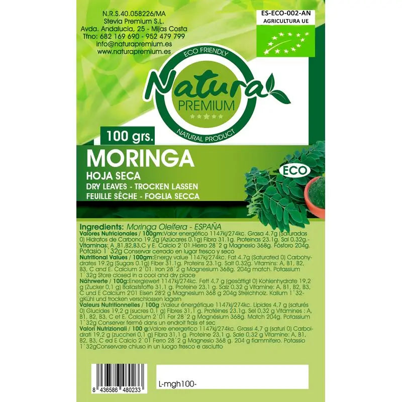 Natura Premium Moringa Foglie essiccate Bio , 100 g