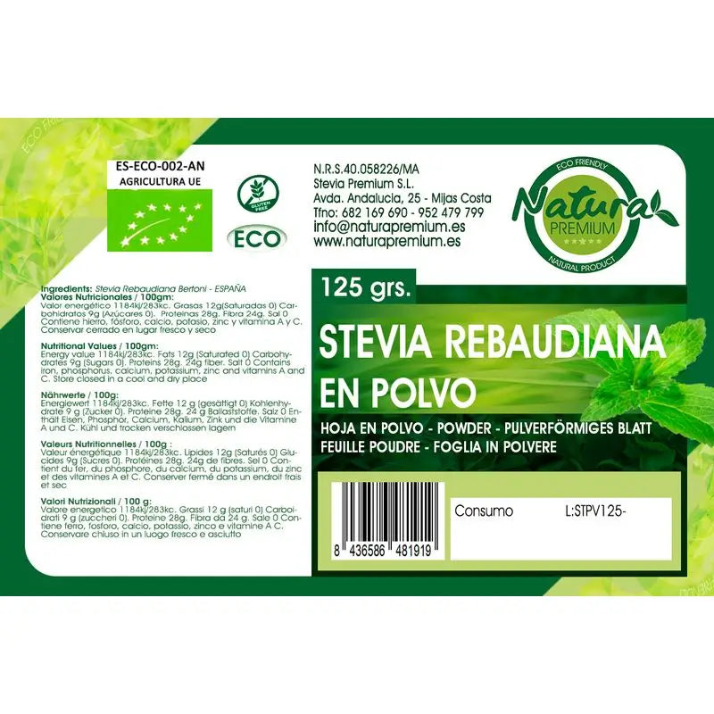 Natura Premium Stevia in polvere Bio, 125 g