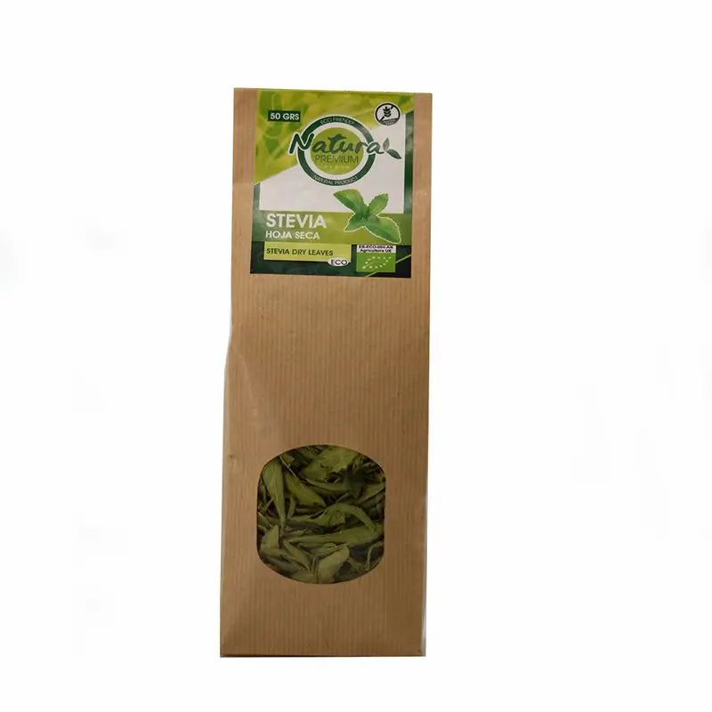 Natura Premium Stevia Foglie essiccate Confezione Kraft Bio , 50 g