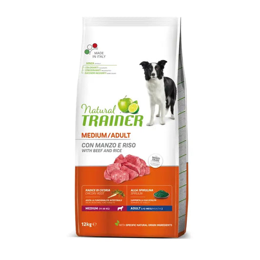 Natural Trainer Canine Adult Medium Beef 12Kg, alimento per cani