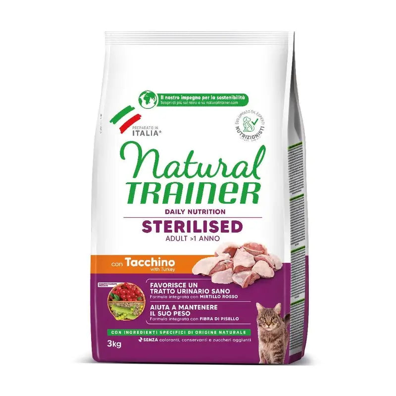 Natural Trainer Feline Adult Sterilised 3Kg, cibo per gatti