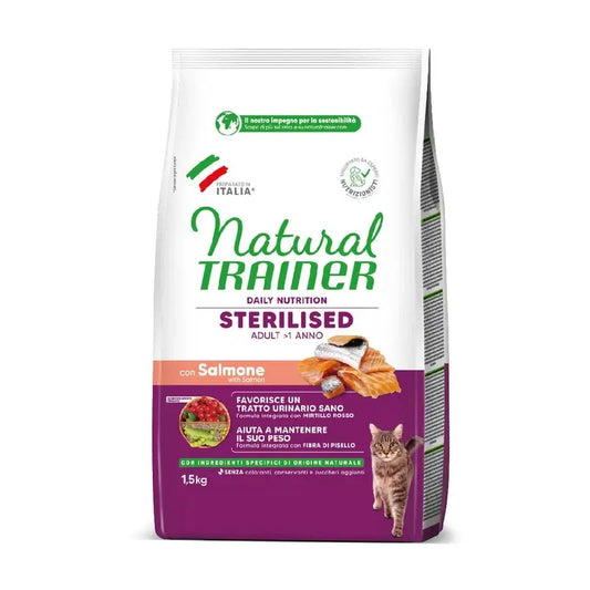 Natural Trainer Feline Adult Sterilised Salmon 1,5Kg, cibo per gatti