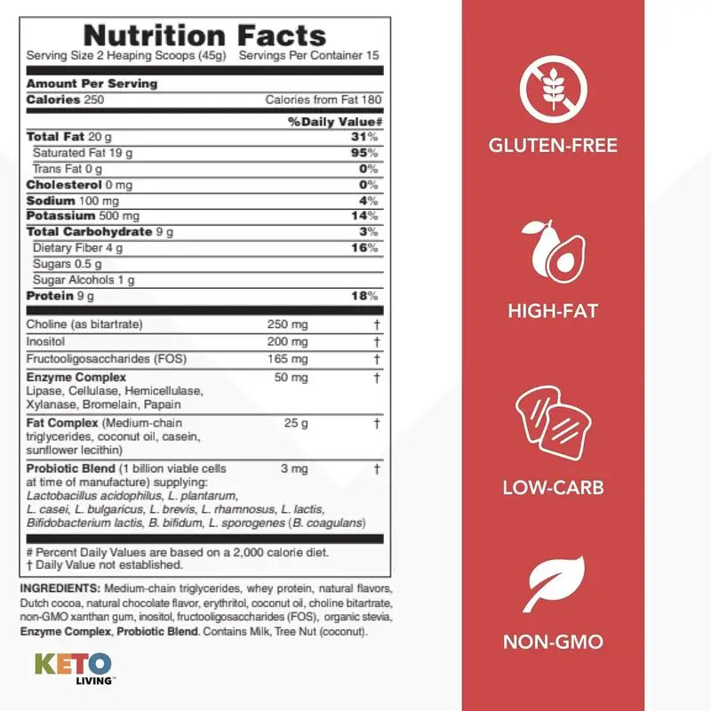 Natures Plus Keto Living Frappè al cioccolato, 578 g