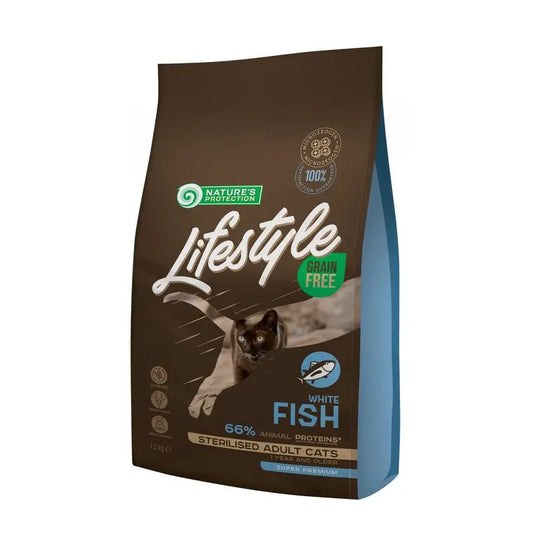 Natures Protection Lifestyle Grain Free Per Gatti Sterilizzati Pesce Bianco, 1,5Kg