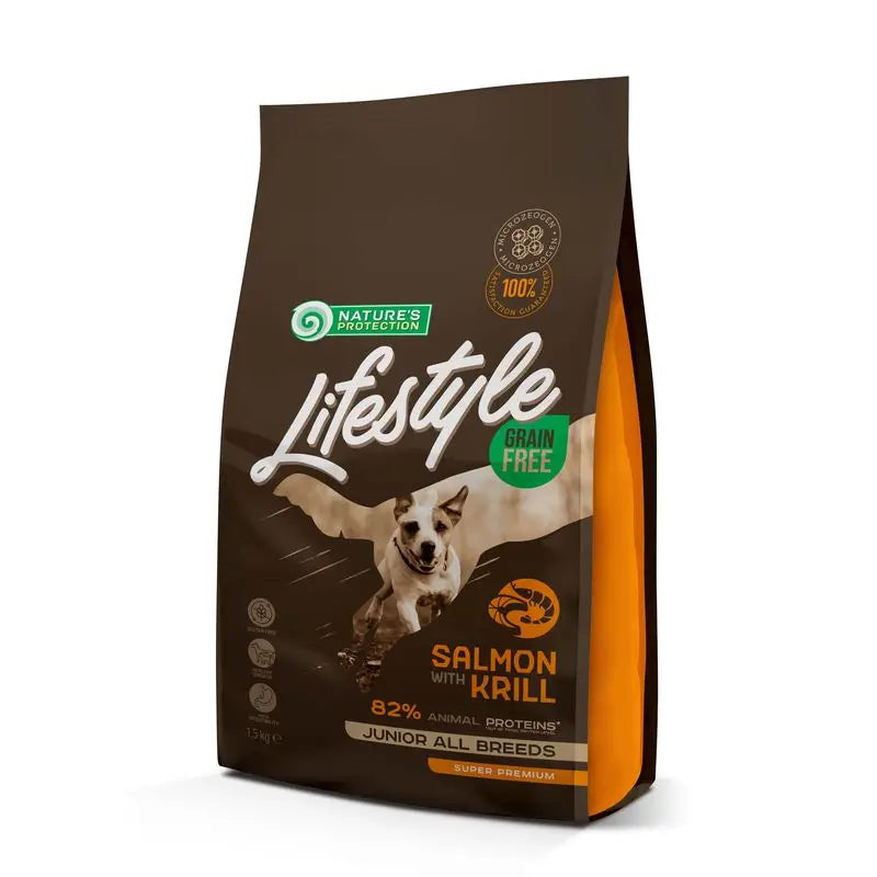 Natures Protection Lifestyle Grain Free per cani giovani Salmone e Krill 1,5Kg