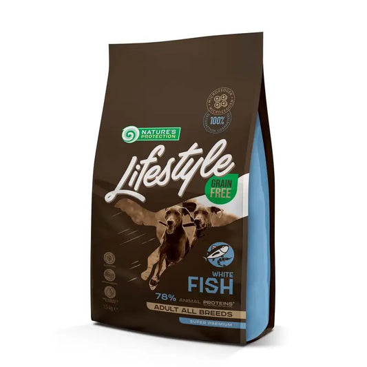 Natures Protection Lifestyle Senza Grano per Cani Pesce Bianco, 1,5Kg