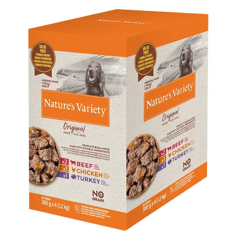 Nature'S Variety Canine Original Adult Pate Med Max Pack 4X300Gr, cibo umido per cani